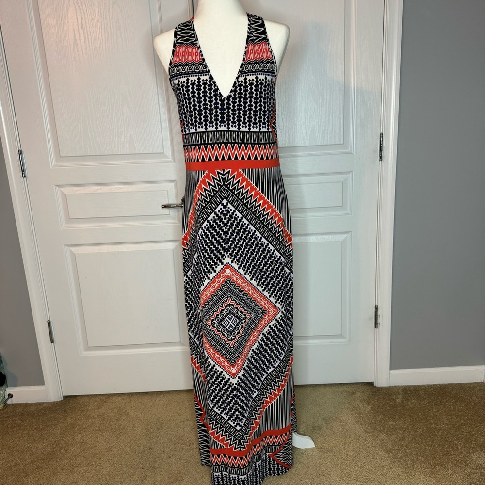 Nine West Racerback Abstract Print Maxi Dress